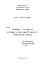 Vai trò của ý thức pháp luật đối với việc xây dựng nhà nước pháp quyền xã hội chủ nghĩa ở việt nam.