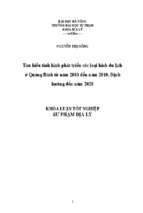 Tìm hiểu tình hình phát triển các loại hình du lịch ở quảng bình từ năm 2003 đến năm 2010. định hướng đến năm 2020.