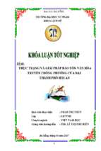 Thực trạng và giải pháp bảo tồn văn hóa truyền thống phường cửa đại thành phố hội an.