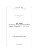 Giải thuật cho bài toán tối ưu không trơn trong chỉnh hóa thưa và ứng dụng.