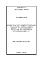 Quản lý hoạt động nghiên cứu khoa học của giảng viên trường cao đẳng thương mại   bộ công thương trong giai đoạn hiện nay..