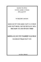 Khảo sát từ vựng khẩu ngữ và cú pháp khẩu ngữ trong tập truyện ngắn mưa nhã nam của nguyễn huy thiệp