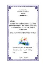 Nghiên cứu chiết tách và xác định thành phần hóa học trong tổng cao ethanol của lá cây tóc tiên ở quảng nam