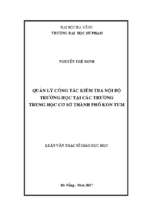 Quản lý công tác kiểm tra nội bộ trường học tại các trường trung học cơ sở thành phố kon tum..