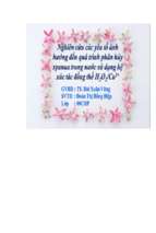 Nghiên cứu các yếu tố ảnh hưởng đến quá trình phân hủy xyanua trong nước sử dụng hệ xúc tác đồng thể h2o2cu2+.