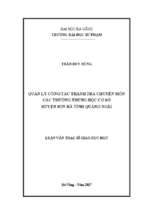 Quản lý công tác thanh tra chuyên môn các trường trung học cơ sở huyện sơn hà tỉnh quảng ngãi
