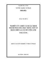 Nghiên cứu chiết tách xác định thành phần hóa học trong một số dịch chiết lá cây bồ công anh ở đà nẵng.
