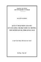 Quản lý hoạt động giáo dục kỹ năng sống cho học sinh các trường trung học phổ thông huyện sơn hà, tỉnh quảng ngãi..