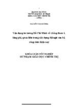 Vận dụng tư tưởng hồ chí minh về chống tham ô, lãng phí, quan liêu trong xây dựng đội ngũ cán bộ, công chức hiện nay.