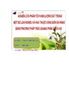 Nghiên cứu phân tích hàm lượng sắt trong một số loài nghêu và hàu thuộc vùng biển đà nẵng bằng phương pháp trắc quang phân tử uv vis.