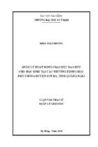 Quản lý hoạt động giáo dục đạo đức cho học sinh tại các trường trung học phổ thông (thpt) huyện sơn hà, tỉnh quảng ngãi.