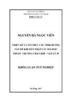 Thiết kế và tổ chức các tình huống vấn đề khi dẫn nhập các bài học thuộc chương chất khí – vật lý 10