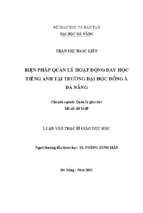 Biện pháp quản lý hoạt động dạy học tiếng anh tại trường đại học đông á đà nẵng.