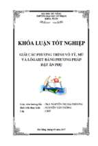 Giải các phương trình vô tỷ, mũ và lôgarit bằng phương pháp đặt ẩn phụ