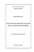 áp dụng phương pháp phân hoạch để giải toán trung học phổ thông