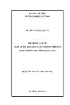 Biện pháp quản lý chất lượng dạy học ở các trường tiểu học huyện thăng bình, tỉnh quảng nam.