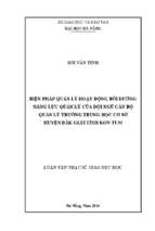 Biện pháp quản lý hoạt động bồi dưỡng năng lực quản lý của đội ngũ cán bộ quản lý trường trung học cơ sở huyện đăk glei, tỉnh kon tum.