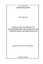 Quản lý công tác liên kết với doanh nghiệp trong hoạt động đào tạo ở trường trung cấp nghề quảng ngãi.