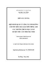 Bỉện pháp quản lý công tác bồi dưỡng chuyên môn cho giảo viên tiếng anh các trường trung học cơ sở huyện tiểu cần, tỉnh trà vinh.