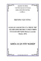 đánh giá ảnh hưởng của thuốc trừ sâu đến sinh trưởng và phát triển của loài giun quế (perionyx excavates perrier, 1872).