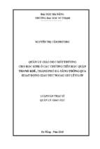 Quản lý giáo dục môi trường cho học sinh ở các trường tiểu học quận thanh khê, thành phố đà nẵng thông qua hoạt động giáo dục ngoài giờ lên lớp.