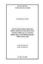 Quản lý hoạt động giáo dục phòng tránh tai nạn đuối nước cho học sinh tại các trường trung học cơ sở huyện đại lộc tỉnh quảng nam.