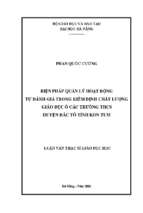 Biện pháp quản lý hoạt động tự đánh giá trong kiểm định chất lượng giáo dục ở các trường thcs huyện đắc tô tỉnh kontum