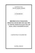 Biện pháp quản lý hoạt động bồi dưỡng chuyên môn cho giáo viên các trường mầm non ngoài công lập quận cẩm lệ, thành phố đà nẵng.