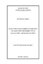 Quản lý hoạt động nghiên cứu khoa học của giảng viên viện nghiên cứu và đào tạo việt   anh đại học đà nẵng