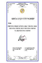 Phương pháp lượng giác trong giải phương trình, bất phương trình và hệ phương trình