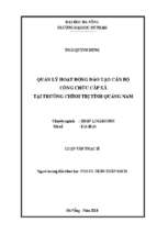 Quản lý hoạt động đào tạo cán bộ công chức cấp xã tại trường chính trị tỉnh quảng nam.