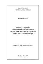Quản lý công tác đánh giá giáo viên mầm non huyện bình sơn tỉnh quảng ngãi theo chuẩn nghề nghiệp