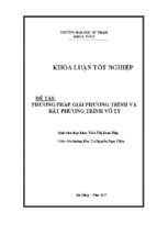 Phương pháp giải phương trình và bất phương trình vô tỷ.