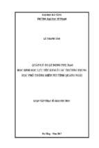 Quản lý hoạt động phụ đạo học sinh học lực yếu kém ở các trường trung học phổ thông miền núi tỉnh quảng ngãi.