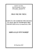 Nghiên cứu thử nghiệm độc tính sinh thái của thuốc trừ sâu chlorpyrifos trên loài giun quế (perionyx excavatus perrier., 1872).