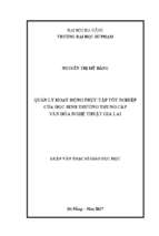 Quản lý hoạt động thực tập tốt nghiệp của học sinh trường trung cấp văn hóa nghệ thuật gia lai