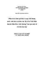Phân tích, đánh giá hiện trạng chất lượng nước sinh hoạt tại khu vực thị trấn vĩnh điện   huyện điện bàn   tỉnh quảng nam qua một số chỉ tiêu hóa học.