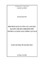 Biện pháp quản lý công tác giáo dục đạo đức cho học sinh   sinh viên trường cao đẳng giao thông vận tải ii.