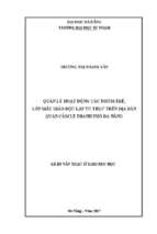 Quản lý hoạt động các nhóm trẻ, lớp mẫu giáo độc lập tư thục trên địa bàn quận cẩm lệ thành phố đà nẵng.