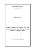 Nghiên cứu thực trạng sản xuất và đề xuất một số định hướng phát triển nông nghiệp sinh thái tại đô thị đà nẵng...