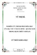 Nghiên cứu thành phần hóa học của hạt mù u thăng binh   quảng nam trong dịch chiết n hexan.