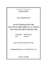 Quản lý đánh giá giáo viên theo chuẩn nghề nghiệp tại các trường trung học phổ thông tỉnh trà vinh.
