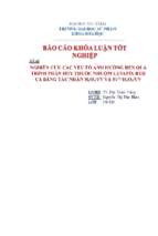 Nghiên cứu các yếu tố ảnh hưởng đến quá trình phân hủy thuốc nhuộm levafix red ca bằng tác nhân h2o2uv và fentonuv (fe2+h2o2uv).