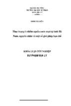 Thực trạng ô nhiễm nguồn nước mặt tại tỉnh hà nam, nguyên nhân và một số giải pháp hạn chế.