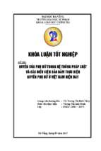Quyền của phụ nữ trong hệ thống pháp luật và các điều kiện bảo đảm thực hiện quyền phụ nữ ở việt nam hiện nay