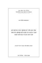 áp dụng các định lý về giá trị trung bình để giải và sáng tạo một số bài toán sơ cấp.