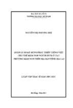 Quản lý hoạt động phát triển tiếng việt cho trẻ mầm non người dân tộc thiểu số ở các trường mầm non trên địa bàn tỉnh gia lai.