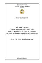 đặc điểm câu đơn trong truyện nguyễn nhật ánh nhìn từ bình diện cấu trúc đề   thuyết, cấu trúc nghĩa biểu hiện, cấu trúc thông tin..