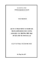 Quản lý hoạt động tự đánh giá trong kiểm định chất lượng giáo dục các trường tiểu học huyện chư sê tỉnh gia lai.