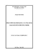 Phần mềm mathematica và ứng dụng giải gần đúng phương trình.